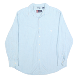 CHAPS Mens Blue & White Striped Shirt L Cotton Blend Classic