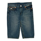 True Religion Contrast Stitch Denim Shorts - 34W 12L Blue Cotton