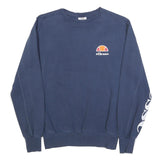 ELLESSE Mens Blue Crew Neck XS Logo Sleeve Sweatshirt Cotton Blend Pullover