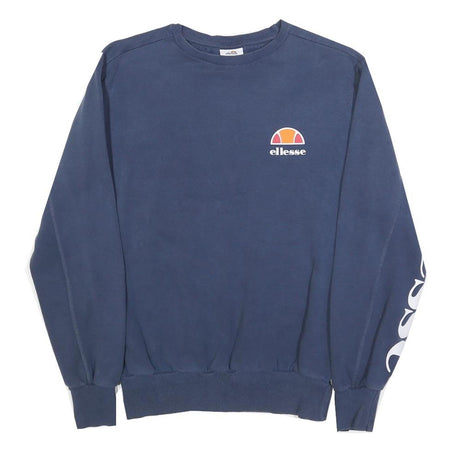 ELLESSE Mens Blue Crew Neck XS Logo Sleeve Sweatshirt Cotton Blend Pullover