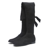 CHARLES & KEITH Womens Black Synthetic High Boots UK 2 Stylish Flat Heel Over