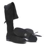 CHARLES & KEITH Womens Black Synthetic High Boots UK 2 Stylish Flat Heel Over