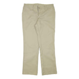 DICKIES Womens Cotton Blend Beige Regular Fit Straight Leg Trousers W34 L31