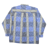 Mens Blue & Grey Check Pattern Cotton Blend Shirt XL Casual Smart Button Down