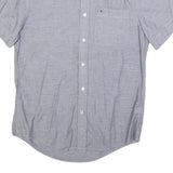 TOMMY HILFIGER Mens Grey Blue Shirt XS Button-Down Short Sleeve Casual Cotton