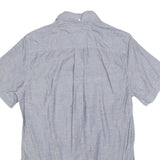 TOMMY HILFIGER Mens Grey Blue Shirt XS Button-Down Short Sleeve Casual Cotton