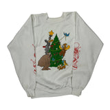 Fruit Of The Loom Christmas Sweatshirt - Large White Cotton