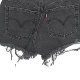 LEVI'S Womens Black Denim Cut-Off Raw Hem XXS W24 Distressed Shorts