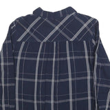 TOM TAILOR Womens Blue Check Shirt S Cotton Blend Button Down Long Sleeve