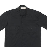 MAD T PARTY Mens Black Cotton Blend Shirt M Button-Up Short Sleeve Workwear