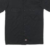 MAD T PARTY Mens Black Cotton Blend Shirt M Button-Up Short Sleeve Workwear