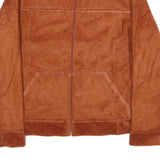 EIVISSA Womens Brown Faux Suede Zip Jacket L Casual Outerwear Soft Fabric