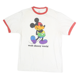 DISNEY Mens White Red Ringer Walt Disney World T-Shirt M Short Sleeve Crew Neck