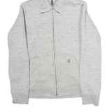 CARHARTT Mens Grey Hoodie Jacket S Cotton Plain Casual Zip Pockets