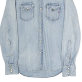 REPLAY Mens Blue Cotton Denim Shirt S Western Casual Button Snap Fastening