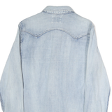 REPLAY Mens Blue Cotton Denim Shirt S Western Casual Button Snap Fastening