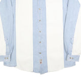 AUTHENTIC GFC Mens Blue & White Cotton Shirt XL Casual Button-Up Long Sleeve