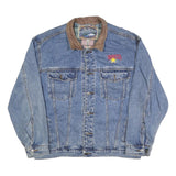 DUNBROOKE Mens Blue Denim Button Jacket XL Cotton Blend Casual Workwear