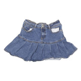 Womens Blue Denim Pleated Mini Cotton Blend Skirt S Casual Summer Wear