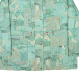 Womens Green Button Polyester Blend Jacket XL Printed Pattern Casual Outerwear