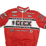 HOT SHOPPE Mens Red White Graphic T-Shirt M Short Sleeve Crew Neck Cycling