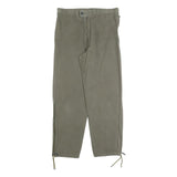 Mens Relaxed Fit Beige Cotton Blend Trousers W34 L30 Zip Closure Straight Leg