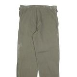 Mens Relaxed Fit Beige Cotton Blend Trousers W34 L30 Zip Closure Straight Leg