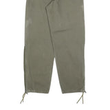 Mens Relaxed Fit Beige Cotton Blend Trousers W34 L30 Zip Closure Straight Leg