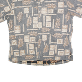 COOKE STREET Mens Grey & Cream Hawaiian Shirt 2XL Cotton Casual Short Sleeve