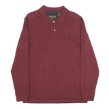 TIMBERLAND Mens Maroon Long Sleeve Plain Polo Shirt S Cotton Blend Classic
