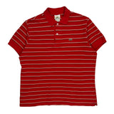 Lacoste Striped Polo Shirt - Large Red Cotton