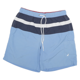 NAUTICA Mens Shorts Blue & Navy Stripe Casual L W30 Drawstring Lightweight