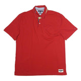 TOMMY HILFIGER Mens Red Short Sleeve Polo Shirt 2XL Cotton Basic Casual