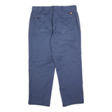 DICKIES Mens Regular Blue Cotton Blend Zip Trousers W36 L28 Workwear Chino