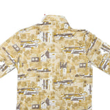 Mens Beige & Brown Patterned Short Sleeve Shirt S Polyester Blend Summer Casual