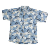 GOTCHA SPORT Mens Blue & Beige Floral Cotton Shirt M Casual Summer Vacation