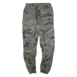 FSBN Mens Cotton Blend Green Slim Cargo Trousers W28 L30 Cargo Pocket Zip