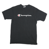 CHAMPION Mens Black Graphic T-Shirt L Short Sleeve Crew Neck Classic Cotton