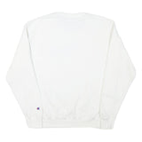 CHAMPION Mens White Pullover Sweatshirt M Cotton Blend Crew Neck Graphic Print