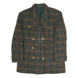 Womens Green & Burgundy Checked Wool Button Jacket M Tailored Classic