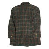 Womens Green & Burgundy Checked Wool Button Jacket M Tailored Classic