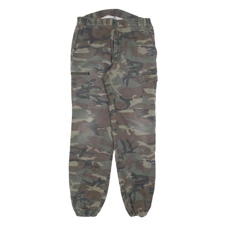 SOLOGNAC Mens Cotton Blend Green Camouflage Regular Tapered Trousers W32 L32