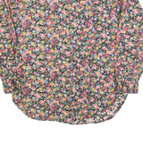 ATLAST BASICS Womens Black & Pink Floral Cotton Blend Shirt M Long Sleeve Casual