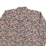 ATLAST BASICS Womens Black & Pink Floral Cotton Blend Shirt M Long Sleeve Casual