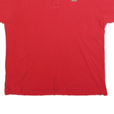 LACOSTE Mens Red Short Sleeve Plain Polo Shirt L Classic Cotton Blend
