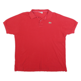 LACOSTE Mens Red Short Sleeve Plain Polo Shirt L Classic Cotton Blend