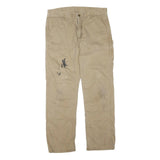 CARHARTT Mens Beige Regular Straight Denim W36 L32 Workwear Cotton Blend Zip