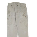 CARHARTT Mens Cotton Blend Beige Regular Straight Zip Trousers W38 L36 Workwear