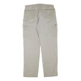 CARHARTT Mens Cotton Blend Beige Regular Straight Zip Trousers W38 L36 Workwear