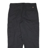 DICKIES Mens Cotton Blend Black Relaxed Cargo Trousers W36 L29 Workwear
